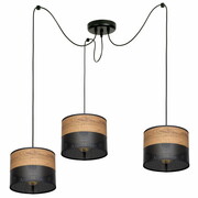 Lampa sufitowa pająk Dora 6053 abażury czarne z wzorem drewna ROMIR
