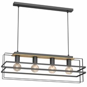 Lampa sufitowa, żyrandol czarny z drewnem Kortez 4xE27, 4455-LUM Luminex