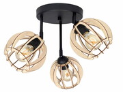 Plafon 3 Nordica 8156 z regulacją, abażury z drewna naturalne, brązowe, czarne ROMIR