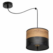 Lampa sufitowa pająk Dora 6051 abażur czarny ze wzorem drewna ROMIR