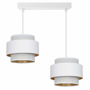 Lampa sufitowa 2 biała Carmen 7297 abażury białe ze złotem ROMIR