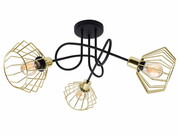 Lampa sufitowa stylowa czarna ze złotymi abażurami 3 Kali 1413KZ LOFT LED ROMIR