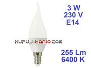 Żarówka LED Płomień (CL35) 3W, 230V, gwint E14, barwa biała Aigostar