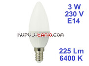Żarówka LED Świeczka (C35) 3W, 230V, gwint E14, barwa biała Aigostar