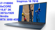 Dell Inspiron 16 Plus 7610 i7-11800H 16GB 512SSD 16 3K 3072x1920 matt GeForce RTX 3050 4GB Kam WiFi BT Win11 gw12mc 7610-6099 DELL