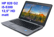 Aluminiowy ultrabook HP Elitebook 820 G2 i5-5300u 8GB 128SSD 12,5 HD matt Kam WiFi BT win10p gw12mc HP