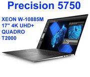 DELL Precision 5750 XEON W-10885M 16GB 512SSD 17,3 4K UHD+ 3840x2400 NVIDIA T2000 4GB Kam WiFi BT Win10/11pro gw12mc DELL