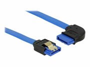 DELOCK 84991 Delock kabel SATA 6 Gb/s prosto/kątowy prawo metal.zatrzaski 50cm niebieski DELOCK
