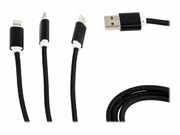 GEMBIRD CC-USB2-AM31-1M Gembird kabel USB 3w1 do ładowania micro USB/USB-C/8-pin, czarny, 1m GEMBIRD