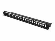 DIGITUS Modular patch panel shielded 24 port blank 1U rack mount color black transparent logo fields DIGITUS