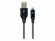 GEMBIRD CC-USB2B-AMLM-1M-BW Gembird Kabel Premium USB 2.0 do 8-pin (metalowe wtyki,oplot) 1m, czarny/biały GEMBIRD