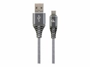 GEMBIRD CC-USB2B-AMCM-2M-WB2 Gembird premium kabel USB-C 2.0 (AM/CM) metalowe wtyki, oplot, 2m, szary/biały GEMBIRD