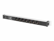 DIGITUS 1U Aluminium PDU Rackmountable 16A 4000W 250VAC 50/60Hz 7x outlet CEE 7/7 2m cable CEE 7/7 plug DIGITUS