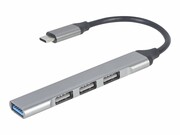 GEMBIRD 4-portowy HUB USB typu C port USB 3.0 x 1 port USB 2.0 x 3 srebrny GEMBIRD
