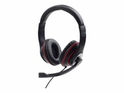 GEMBIRD MHS-03-BKRD Stereo headset with microphone black color with red ring GEMBIRD
