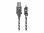GEMBIRD CC-USB2B-AMmBM-1M-WB2 Gembird premium kabel micro USB 2.0 AM-MBM5P(metalowe wtyki,oplot) 1m,szary/biał GEMBIRD