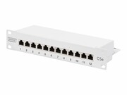 DIGITUS DN-91512S-G DIGITUS Patch panel 10 12-port. Kat.5e ekran 1U kompletny LSA, wspornik, szary DIGITUS