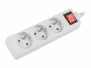 LANBERG PS1-03E-0150-W Lanberg Listwa Zasilająca 1.5M Biała 3X 230V PL Z Wyłącznikiem, Kabel z Miedzi LANBERG