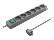 QOLTEC 50291 Listwa zasilająca 6 gniazd 1.8m Szara QOLTEC