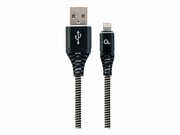 GEMBIRD CC-USB2B-AMLM-2M-BW Gembird Kabel Premium USB 2.0 do 8-pin (metalowe wtyki,oplot) 2m, czarny/biały GEMBIRD