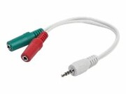 GEMBIRD CCA-417W Gembird Adapter Stereo Mini Jack (M) 4-pin -> 2x Mini Jack (F), 20cm, biały GEMBIRD