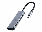 GEMBIRD Adapter 3-portowy HUB USB typu C USB3.1 + USB 2.0 z czytnikiem kart GEMBIRD