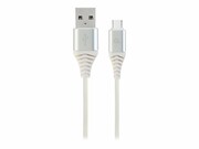 GEMBIRD CC-USB2B-AMCM-1M-BW2 Gembird premium kabel USB-C 2.0 (AM/CM) metalowe wtyki, oplot, 1m, srebrny/biały GEMBIRD