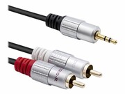 QOLTEC 52339 Kabel 2x RCA Mini Jack 3.5mm 1m Czarny QOLTEC