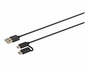 SAVIO CL-128 SAVIO CL-128 Kabel 2w1 USB - micro USB/typ C 2.1A, 1m SAVIO