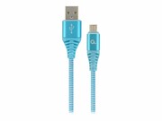 GEMBIRD CC-USB2B-AMmBM-1M-VW Gembird premium kabel micro USB 2.0 AM-MBM5P(metalowe wtyki,oplot) 1m,turkus/bia GEMBIRD