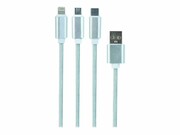 GEMBIRD CC-USB2-AM31-1M-S Gembird kabel USB 3w1 do ładowania micro USB/USB-C/8-pin, srebrny, 1m GEMBIRD