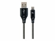 GEMBIRD CC-USB2B-AMCM-2M-BW Gembird premium kabel USB-C 2.0 (AM/CM) metalowe wtyki, oplot, 2m, czarny/biały GEMBIRD