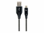 GEMBIRD CC-USB2B-AMmBM-2M-BW Gembird premium kabel micro USB 2.0 AM-MBM5P(metalowe wtyki,oplot) 2m,czarny/bia GEMBIRD