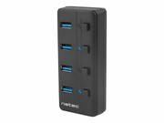 NATEC NHU-1557 Natec Hub USB 3.0 Mantis2, 4-porty z włącznikiem + zasilacz, czarny NATEC