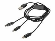 NATEC NKA-1202 Extreme Media kabel microUSB+ Lightning+ USB Typ-C do USB (M), 1m, czarny NATEC