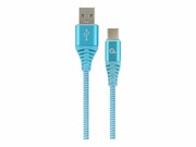 GEMBIRD CC-USB2B-AMCM-2M-VW Gembird premium kabel USB-C 2.0 (AM/CM) metalowe wtyki, oplot, 2m, turkus/biały GEMBIRD