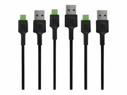 GREEN CELL Zestaw 3x Kabel GC Ray USB - USB-C 200cm, zielony LED, szybkie ładowanie Ultra Charge, QC 3.0 GREEN CELL