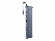 GEMBIRD A-CM-COMBO11-01 Adapter wieloportowy USB Type C 11w1 HUB USB + HDMI + VGA + PD + czytnik kart + LAN + audio 3.5 mm szary GEMBIRD