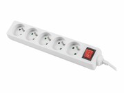 LANBERG PS1-05E-0300-W Lanberg Listwa Zasilająca 3M Biała 5X 230V PL Z Wyłącznikiem, Kabel z Miedzi LANBERG