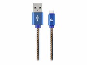 GEMBIRD CC-USB2J-AMCM-1M-BL Gembird kabel USB -C (metalowe wtyki, oplot nylonowy w kolorze denim - jeans) 1m GEMBIRD
