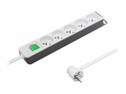QOLTEC 50290 Listwa zasilająca 5 gniazd 1.8m Biało-szara QOLTEC