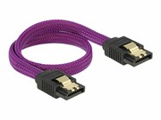 DELOCK 83690 Delock kabel SATA 6 Gb/s 30 cm prosty/ prosty metal. zatrzaski fioletowy Premium DELOCK
