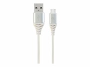 GEMBIRD CC-USB2B-AMCM-2M-BW2 Gembird premium kabel USB-C 2.0 (AM/CM) metalowe wtyki, oplot, 2m, srebrny/biały GEMBIRD