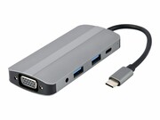 GEMBIRD A-CM-COMBO8-02 Adapter USB Type C 8w1 Hub3.1 + HDMI + VGA + PD + czytnik kart + dźwięk stereo szary GEMBIRD