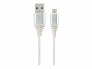 GEMBIRD CC-USB2B-AMmBM-2M-BW2 Gembird premium kabel micro USB 2.0 AM-MBM5P(metalowe wtyki,oplot) 2m,srebrn/bia GEMBIRD