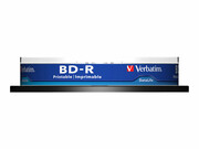 VERBATIM 43804 BluRay BD-R SL DATALIFE Verbatim Spindle 10 25GB 6x Wide PRINTABLE NO ID VERBATIM