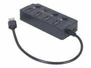 GEMBIRD 4-portowy HUB USB 1 x USB 3.1 + 3 x USB 2.0 czarny GEMBIRD