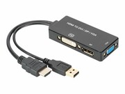 ASM AK-330403-002-S Adapter HDMI / USB 4K 30Hz UHD HDMI A / USB na DisplayPort+DVI+VGA czarny 0,2m DIGITUS