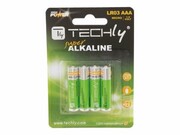 TECHLY Baterie alkaliczne 1.5V AAA LR03 4 sztuki TECHLY
