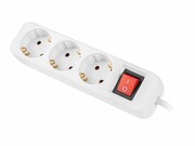 LANBERG Listwa przedluzacz 3x Shuko 1.5m z wylacznikiem kabel z pelnej miedzi biala LANBERG